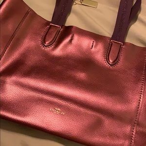 Metallic coach tote